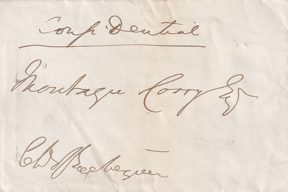 Benjamin Disraeli – “Confidential” Autograph Envelope to Montagu Corry, Signed “Ch. of Exchequer”
. 