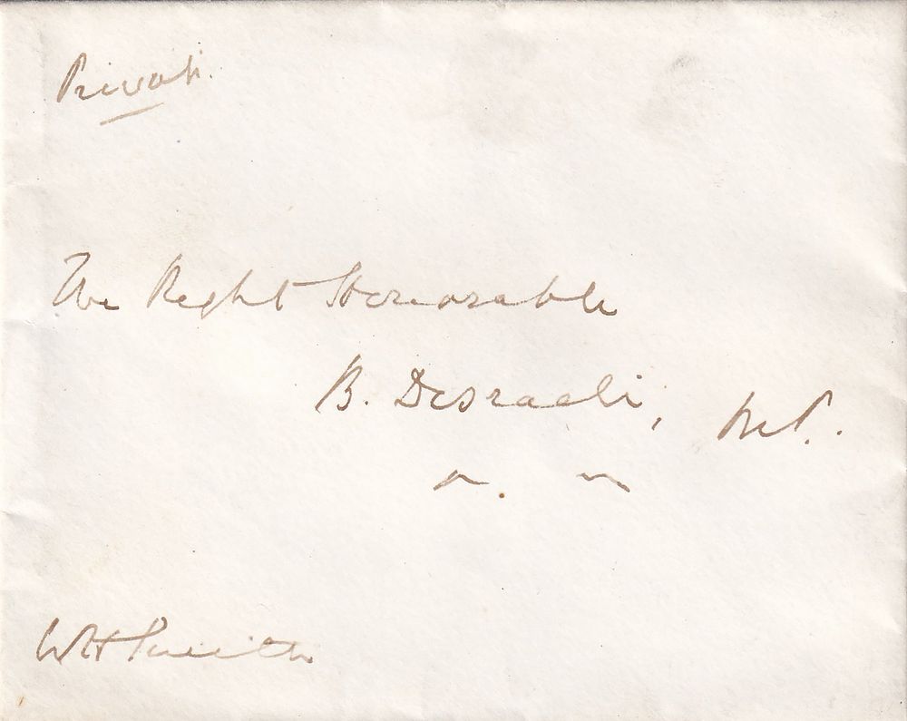 Benjamin Disraeli – Official Private Cover Addressed to Him, with Embossed British Treasury 