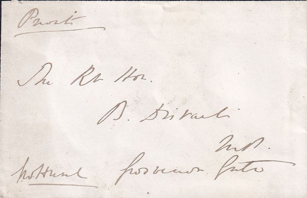 Benjamin Disraeli – Private Cover Sent to Him, Signed by an Unidentified Sender, with Heraldic 