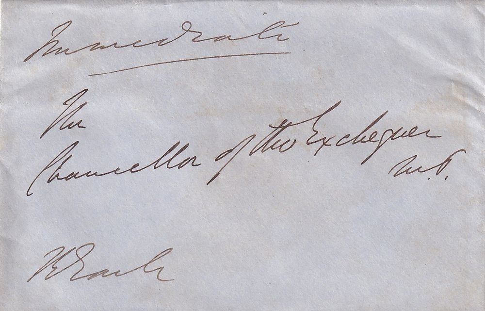 Benjamin Disraeli as Chancellor of the Exchequer – Cover Sent to Him with Official “Chancellor 