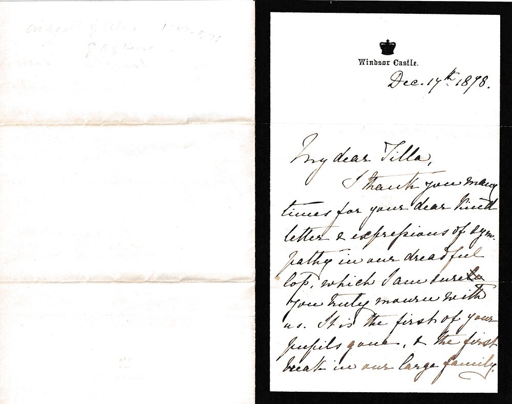 Princess Beatrice, Daughter of Queen Victoria – Important Autograph Mourning Letter on the 