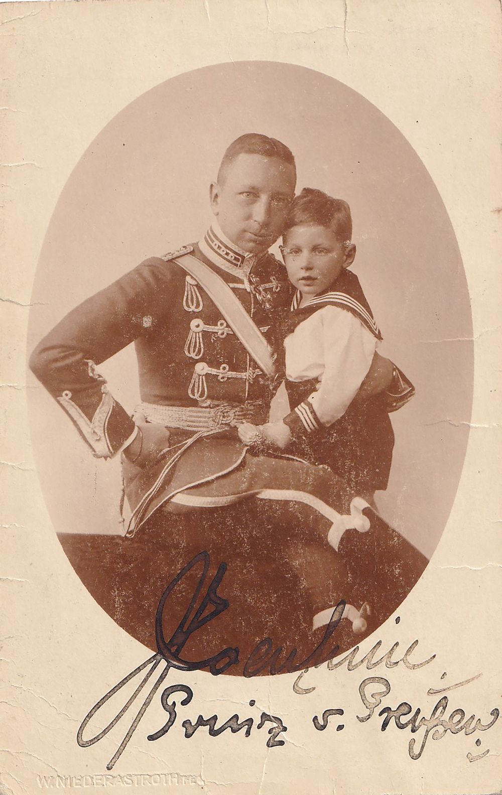 Prince Joachim of Prussia, Son of Kaiser Wilhelm II, with His Only Son Prince Karl Franz Joseph 