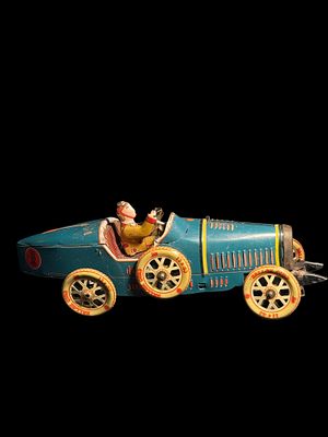 Auto da Corsa Giocattolo Vintage in Latta. Stile Bugatti anni ’30-’40, carrozzeria