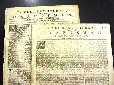 1732 Two Issues The Country Journal or Craftsman. Two issues of "The Country Journal or The 