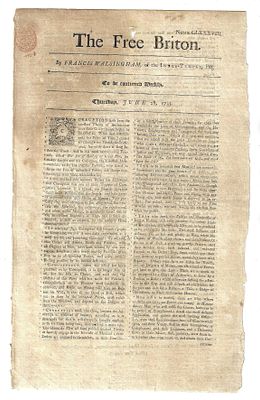 1733 The Free Briton. The June 28, 1733 issue of "The Free Briton", published by Francis 