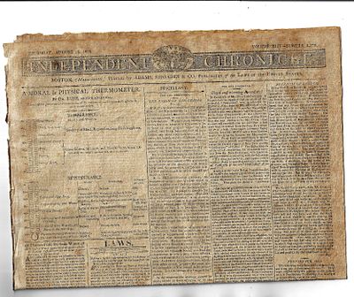 1812 Boston Newspaper War News Patriotic Poem. The Independent Chronicle printed at Boston by 