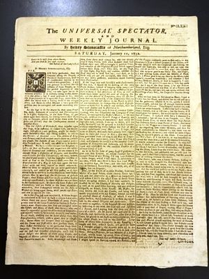 1732 The Universal Spectator. The January 22, 1732 issue of "The Universal Spectator and Weekly 