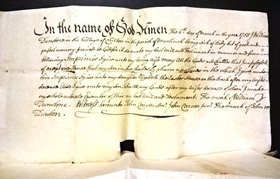 1758 Manuscript Will and Probate Somerset. Nicely penned English Will on paper of William 