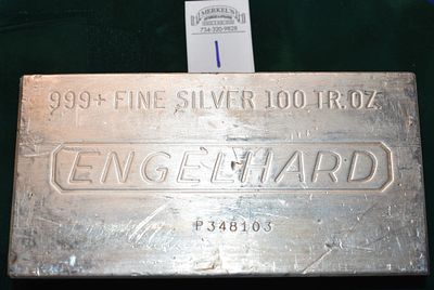 Engelhard 100 Troy Oz Silver Bar - P Prefix Serial Number. Engelhard 100 Troy Oz Silver Bar - 