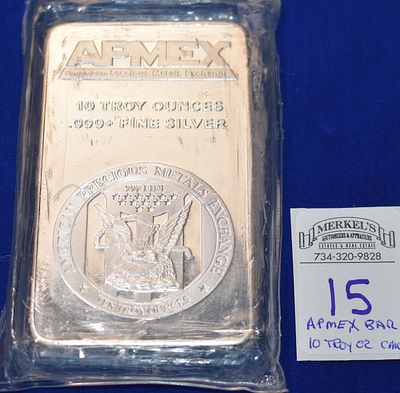 APMEX 10 Troy Ounces .999+ Fine Silver Bar-Assay marked American Precious Metals Exchange. APMEX 