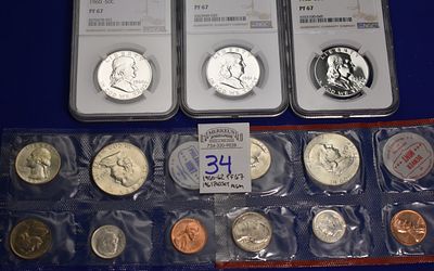NGC Proof 67 1960, 1961 & 1962 Franklin Half Dollars and 1961 P&D Mint Set LOT. NGC Proof 67 