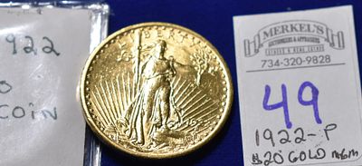 1922 P Saint Gaudens Gold $20 Double Eagle- With Motto - In God We Trust. 1922 P Saint Gaudens 