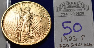 1923 P Saint Gaudens Gold $20 Double Eagle- With Motto - In God We Trust. 1923 P Saint Gaudens 