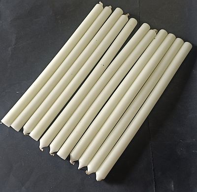 QTY OF IVORY NATURAL WAX DINNER CANDLE STICKS