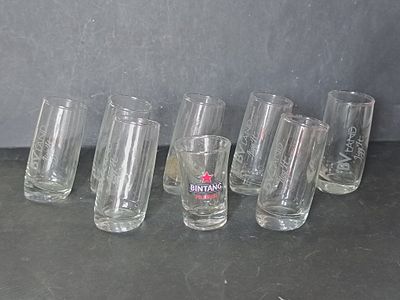 SET OF "BV LAND JIGG'IT" SHOT GLASSES AND "BINTANG PILSENER" SHOT GLASS