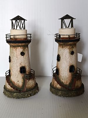 PAIR OF SAILOR LIGHTHOUSES FIGURINES