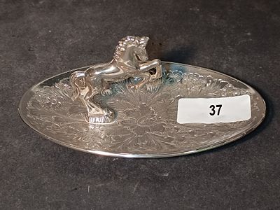 VINTAGE SEBA SILVER PLATED HORSE JEWELLERY TRAY