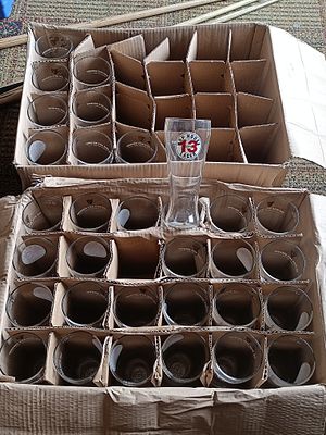 A 2 Boxes of 32 Hop House 13 Lager Branded Pint Glasses