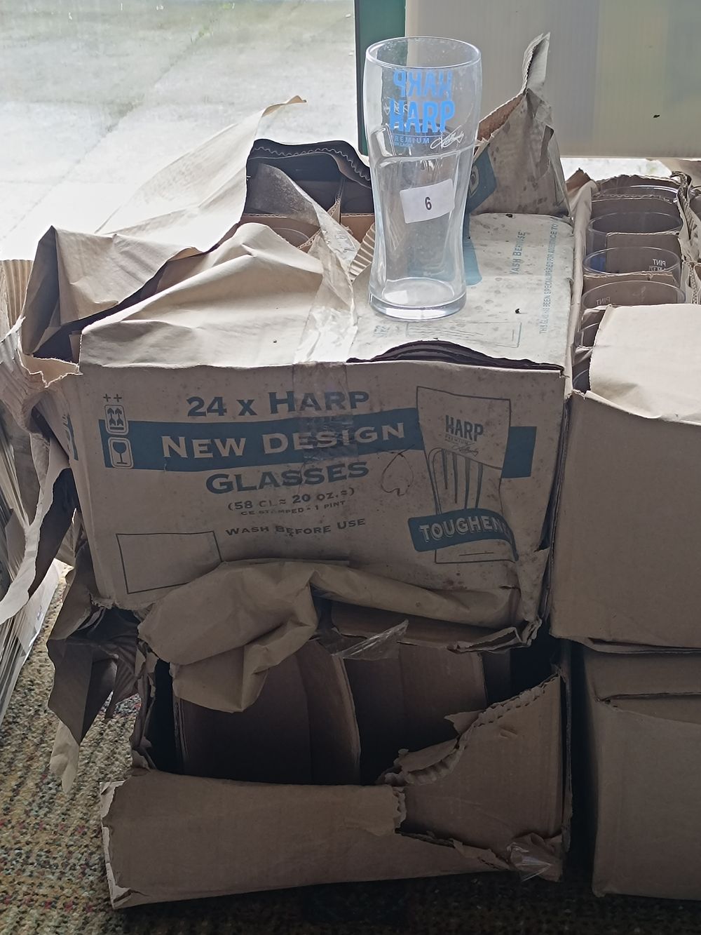 A 2 Boxes of Harp Irish Lager Pint Glasses