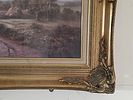 American School Oil Painting, Pastoral Cottage Landscape, in an Ornate Gilded Frame -Approx. Image - 1