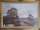 American School Oil Painting, Pastoral Cottage Landscape, in an Ornate Gilded Frame -Approx. Image - 2