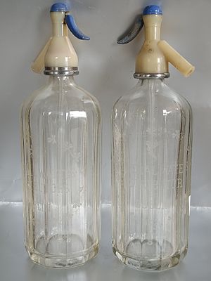 A Pair of Vintage Glass Dublin Mineral Waters Syphons