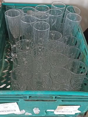 A Collection of Libbey Hobstar Pattern Clear Glass Drinking Glasses