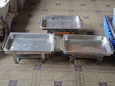 Three Stainless Steel Catering Chafers -as seen