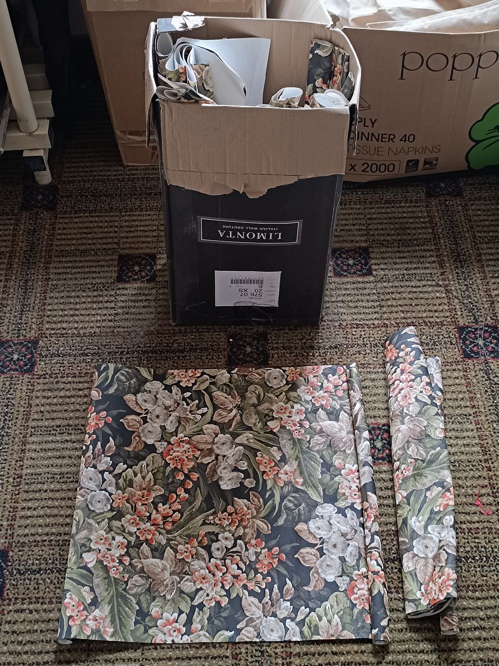 A Group of Limonta Italian Wall Paper Rolls, Floral Pattern