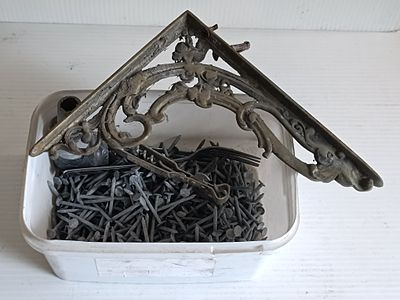 A Single Victorian-Revival Cast Brass or Bronze Architectural Shelf Bracket And Large Qty of 