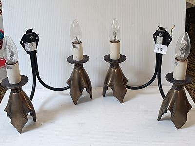 A Set of Four David Hunt Lighting Ltd. Contemporary Bronze-Effect Wall Sconces