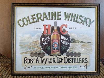 A Framed Coleraine Irish Whiskey Robert A. Taylor Ltd. Advertising Print