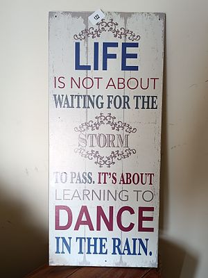 A Contemporary Rustic Style Inspirational Wall Plaque, 'Life Is Not About Waiting For The Storm 