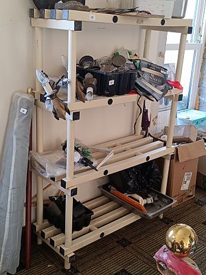 A Four-Tier Modular Frost Proof Storage Shelving Unit -80 cm length, 40 cm width, 150 cm height