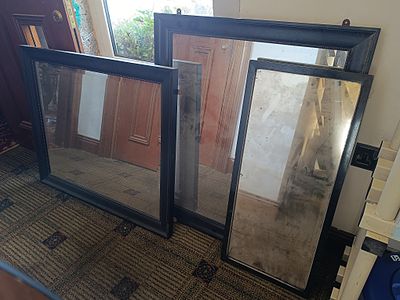 Three Modern Black-Framed Wall Mirrors - Size of pair mirrors: 76*93 cm and one - 37*82 cm