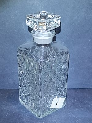 Vintage French Cut Glass Whiskey Decanter, Diamond Pattern
