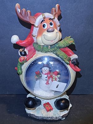 Contemporary Christmas Reindeer Musical LED Lighted Snow Globe Figurine -Approx. 28 cm