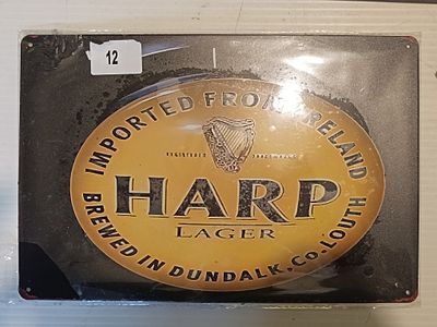 Vintage-Style Harp Lager Metal Advertising Sign