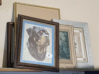 A Collection of Framed Artworks, including a Rottweiler Print