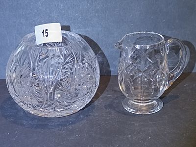 A Pair of Cut Crystal Items, including a Pinwheel Design Rose Bowl