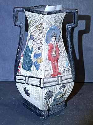 A Cyples Old Pottery Embosa Ware Art Deco Hand-Painted Vase with East Asian Figures