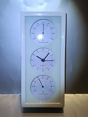 A Modern Quartz Wall Weather Station with Thermometer and Hygrometer