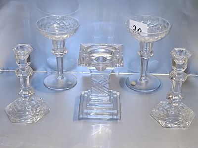 A Group of Five Irish Cut Crystal Tableware Pieces, Inc. Galway Crystal And Tyrone Crystal