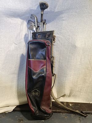 A Collection of Vintage Steel Shaft Golf Clubs by John Letters and Bobby Locke, with Golf Bag