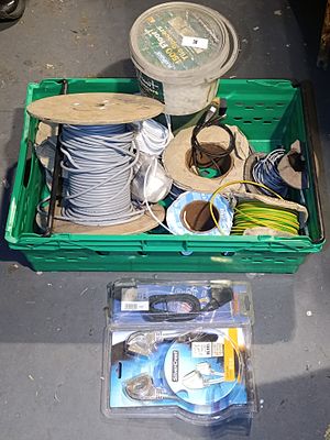 A Collection of Electrical Cables and Construction Supplies
