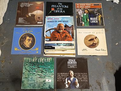 A Collection of Approximately Ten Vinyl Record Albums, including Burl Ives Songs Of The West