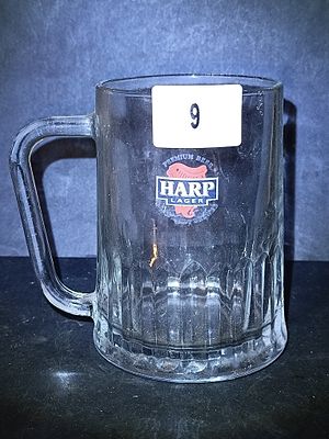 Harp Lager Glass Tankard, Engraved Beaumont House, St. Patrick's Day 1990