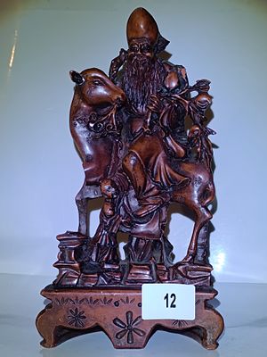 A Chinese Boxwood Carving of Shou Lao Figural Sculpture -Approx. 25 cm