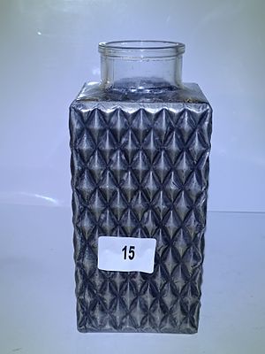 Vintage Pressed Glass Decanter, Mercury Metal Style with Diamond Pattern