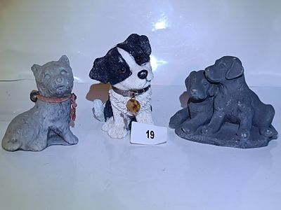 Three Decorative Dog Figurines, including The Leonardo Collection Follie Border Collie Puppy
